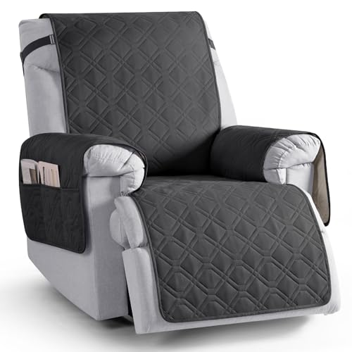 Image of VANSOFY 100% Waterproof Recliner Chair Covers, Recliner Cover Non-Slip Dog Chair Cover Furniture Protector Washable Slipcover with Pocket, Elastic Straps for Pets, Dogs(Charcoal Gray, 23.6 inch)
