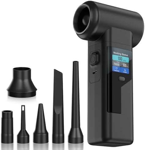 Instant Dust Removal – Electric Air Duster 130000 RPM, 40 mm Motor, 8000 mAh Battery & 30 W Fast Charge, TFT Screen, 300-Speed Control, Rechargeable Compressed Air Blower for PC & Electronics