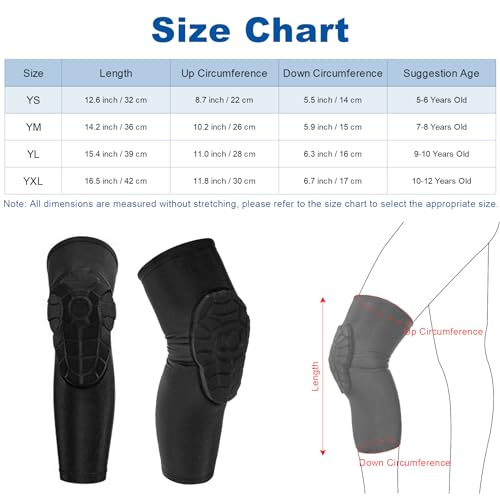 Topbuti Knee Pads for Youth Kids, Protective Gear Kneepad Knee Compression Padded Leg Sleeves for Volleyball Football Baseball Basketball Cycling (YS)