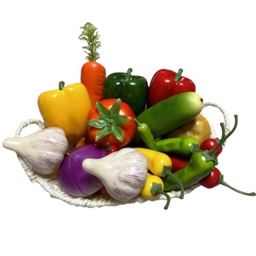 Generic 22pcs Realistic Artificial Fake Vegetables, Artificial Vegetables for Decoration, Home Kitchen Decor,PU Simulation Vegetable,Artificial Bell Peppers, Normal, HC2426-V22