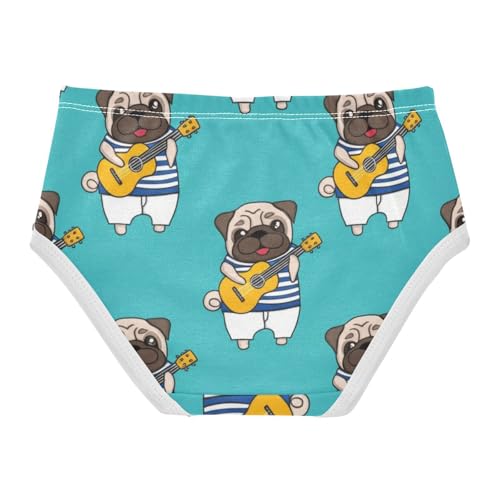 Toddler Girl Panties, Pug Playing Guitar Girls Underwear Cotton, 2–8 Years2