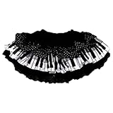 Joygoodta Klavierrock trendy Klavierschlüssel Plissierte süße Spitzenröcke mit elastischer Taille für Frauen Teenager Mädchen, Schwarz und Weiß