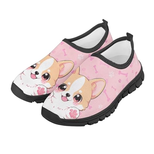 Cute Dog Shoes for Girls Breathable Mesh Running Sneakers Lightweight Slip on Tennis Shoes Athletic Shoe