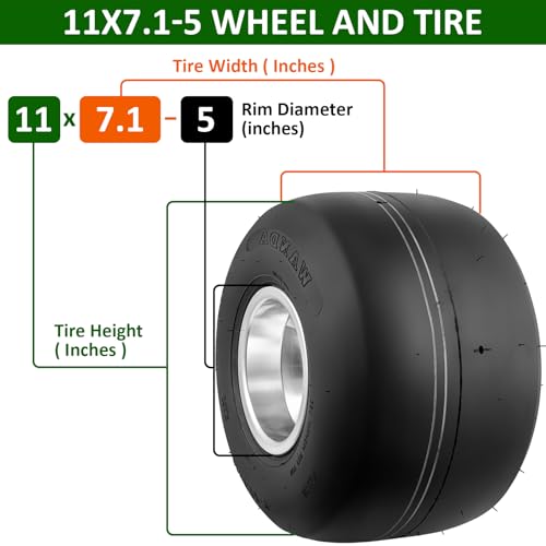 LMYYGOO Go Kart Tires and Wheels, Rear Wheel 11"x7.1"-5", 2pcs Slick tyreTires and Rims, HUB- Rim Fit Bolt Pattern 58 mm/2.28 inch with 3 Holes, Go Kart Tires - Thumbnail 4