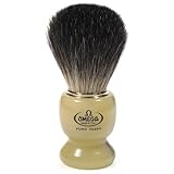 PENNELLI BARBA TASSO Brocha de barba Omega de tasa negra con mango de resina y soporte.