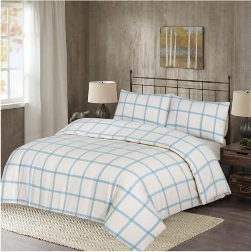 Thermal 100% Brushed Cotton Flannelette Quilt Covers Duvet Covers Bed Set (D3, Double)