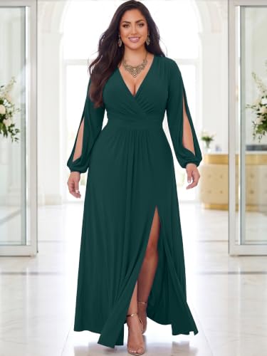 Image of KOH KOH Womens Long Sleeve Sexy Slit Photoshoot Evening Fall Maxi Dress