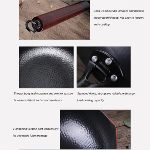 Wok de acero al carbono con tapa de madera 13 pulgadas miniatura 3