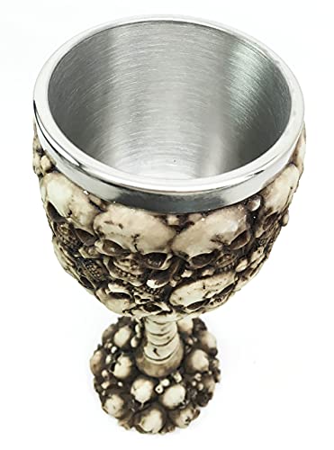 Ebros Day Of The Dead Ossuary Skulls Wine Goblet With Skeletal Spine Stem Mountain Heap Of Human Skull Sacrifice Wine Chalice As Kitchen Decorative Halloween Party Centerpiece Accessory #TOP5