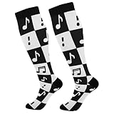 sanluoli Fashion Black White Checkered Note relief compression stockings for travel for men mujer 2 pair