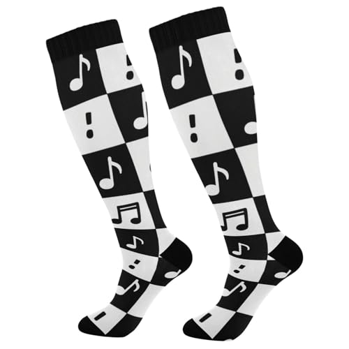 sanluoli Fashion Black White Checkered Note relief compression stockings for travel for men mujer 2 pair