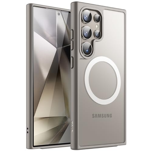 Image of JETech Magnetic Cover Case for Samsung Galaxy S24 Ultra 5G, Compatible with MagSafe, Translucent Matte Back Shockproof Phone Cover (Titanium Grey)