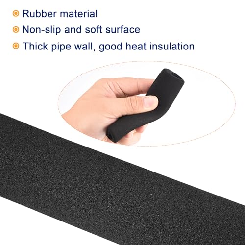 sourcing map 2 Stück Schaumstoff Griff Rohr rutschfester Handgriff Fitness Werkzeug 17mm Innendmr. 5mm Wanddicke 116mm Länge schwarz
