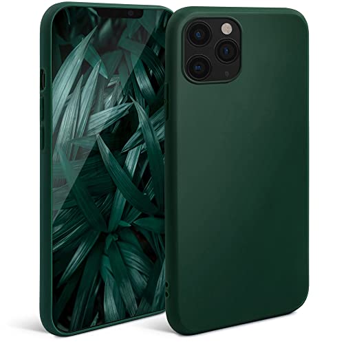 Moozy Minimalist Series Funda Silicona para iPhone 11 Pro, Verde Oscuro con Acabado Mate, Cover Carcasa de TPU Suave y Fina Cover