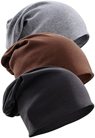 Gellwhu Unisex Cotton Beanies Soft Sleep Cap for Hairloss Cancer Chemo 3 - Pack (Pack C)