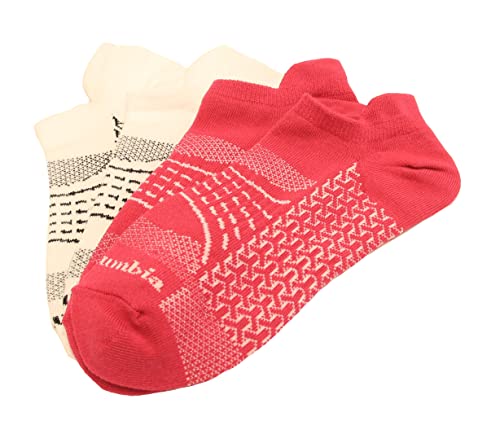 Columbia Women's No Show Mapped Socks 2 Pair, Haute Pink/White, Women's 4-10 Size Shoe