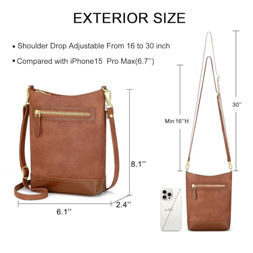 RONSIN Cell Phone Purse Crossbody Bag for Women with Multi Zipper Pockets4