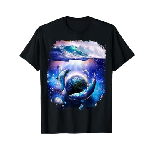銀河 イルカ 宇宙 地球 海 Tシャツ