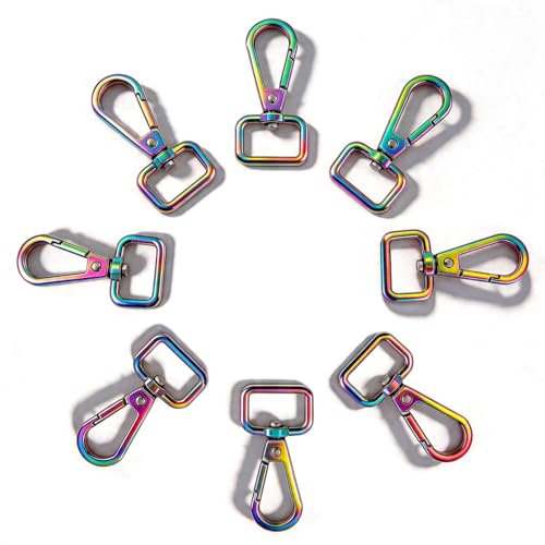15 Pcs Metal Swivel Lobster Clasp Claw Push Gate Snap Hooks for DIY Crafts Keychain Purse Handbag Making (Rainbow, 3/4 inch)