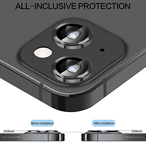 Image of 2-Pack For iPhone 13 /13 Mini Camera Lens Protector, 9H Tempered Glass + Aluminum Alloy Ring Cover Camera Protector-Red