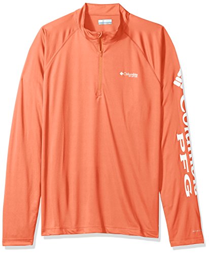Columbia Men's Terminal Tackle 1/4 Zip Shirt, Bright Peach, X-Large