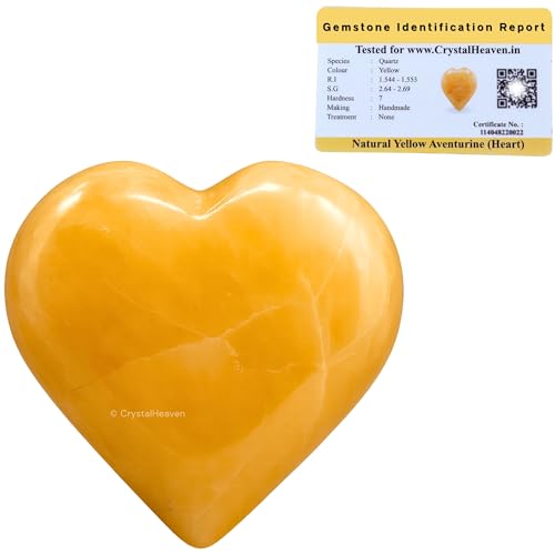 Image of Yellow Aventurine Crystal Heart Palm Pebbles Stones for Anxiety Stress Relief Massage - AAA Grade Original Healing Gemstone Agate Heart Palm Stone for Yoga Meditation Spiritual