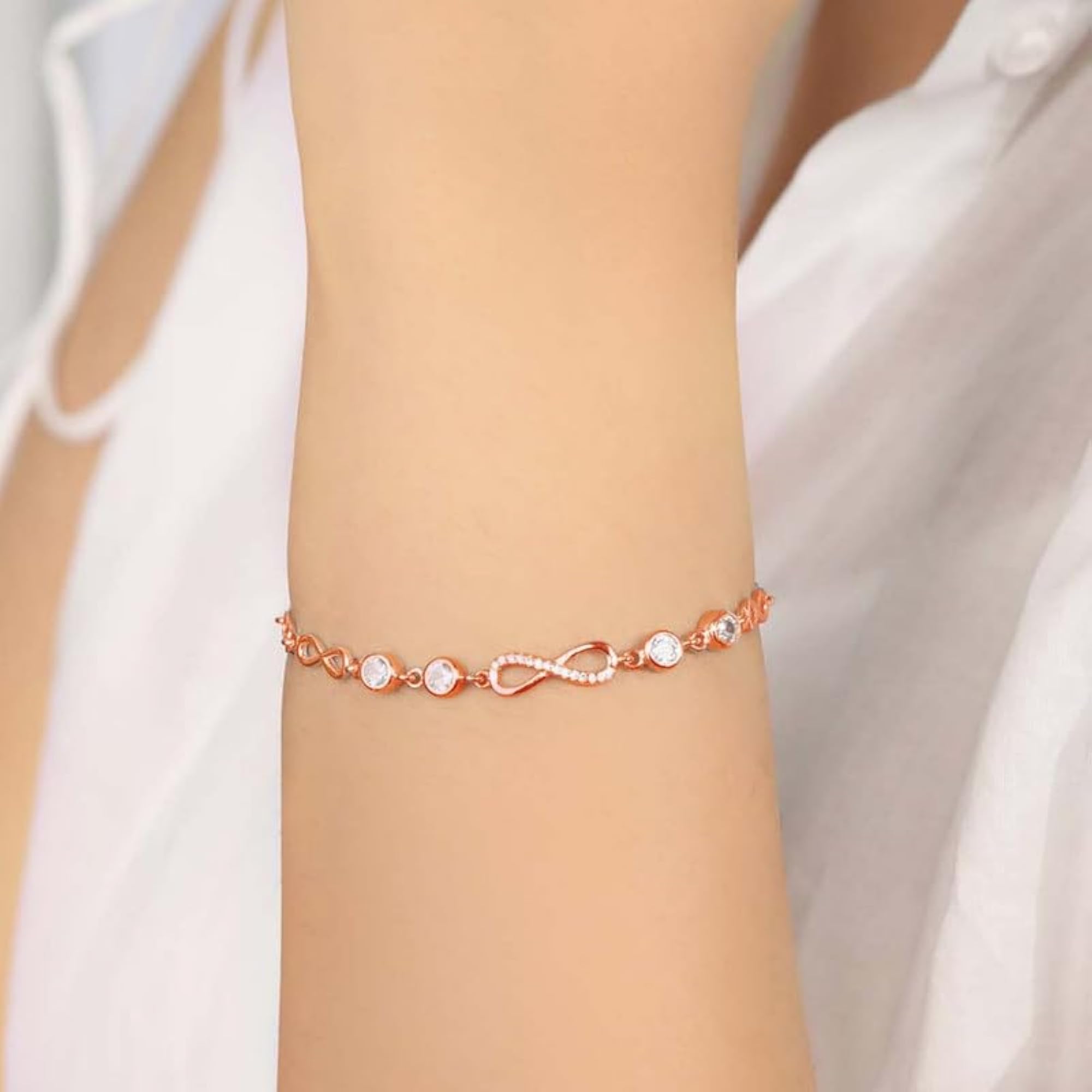 925 Sterling Silver Infinity Rose Gold Plated Combo Jewelry Set