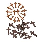 LOORGVEL 30 Stück Holzkreuz Anhänger 25X4cm aus Holz Schmuckanhänger für Selbstgemacht Halsketten Armbänder Bastelzubehör In Kaffee Beige Glatte Kanten Sicher für Schmuckherstellung