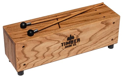 Timber Drum Co. Slit Tongue Log Drum with Mallets – Made in U.S.A. – Six Soft Melodic Notes from Pre-Tuned Scale for Pleasant Sounds, Handcrafted Solid Tennessee Hardwood (T18-M)