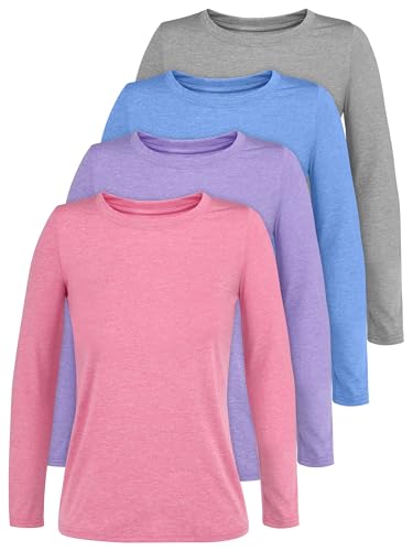 Meninas Camisa de Manga Longa Atlético Ativo Dry Fit Gola Redonda Camiseta Soft Activewear Camisas p