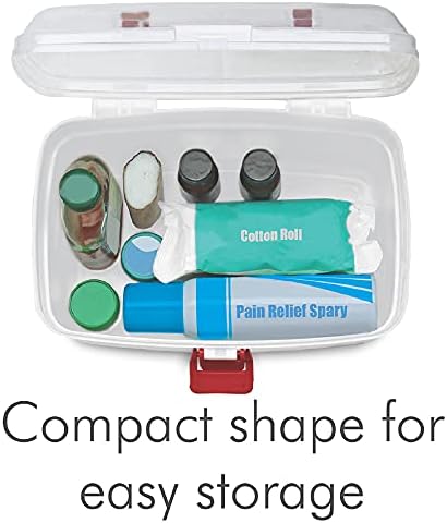 Milton Medical Box, First Aid Box with Portable Handle, Family Emergency Kit, Detachable Tray, 2 Layer Storage, Multi-Purpose Box, Emergency Medical Transparent Lid Box, Easy Accessibility, White