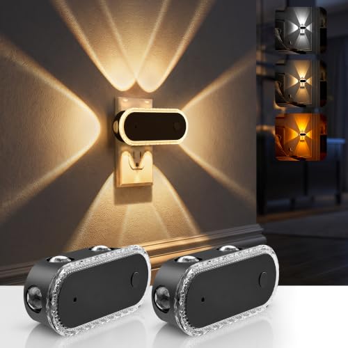 Image of L LOHAS LED Night Lights Plug into Wall 2-Pack, Plug in Night Light | 180 Rotatable Plug, Dusk to Dawn, 2000K /3000K /5000K, Dimmable Nightlight for Bathroom Hallway