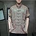 Men's Kung Fu Shirt,Traditional Chinese Hanfu Tang Suit Coat with Silk Printing,Half Sleeve Top for Casual Summer Outfits