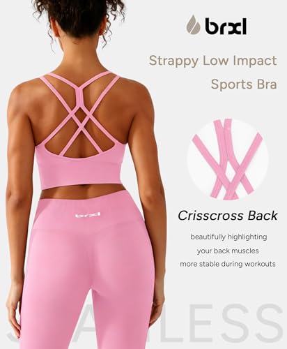 BRXL Women's Sports Bra Strappy Back Seamless Pink Sports Bras Pink XXL — view 3