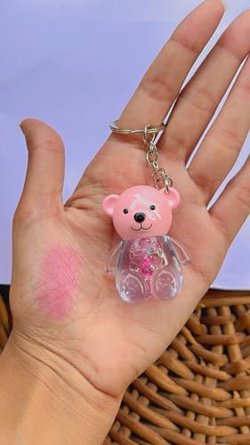 Image of Cute Teddy shape Lipgloss for girls lip balm korean Key chain Bear lipgloss pink shiny lips waterproof long lasting liquid glitter lipgloss for women (pack of 1)