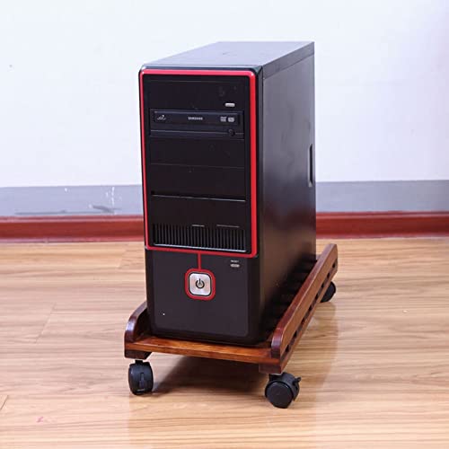 Soporte móvil para computadora HEAIQI modelo 6699 de madera con ruedas para CPU miniatura 7