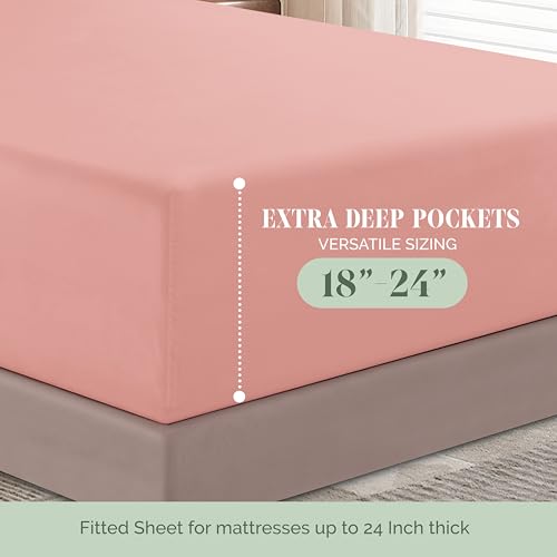 Image of Elegant Comfort Luxurious 1500 Premium Hotel Quality Microfiber 4-Piece Sheet Set, 18-24 Inches Deep - Extra Deep Pocket Sheets - Ultra Soft 4PC Deep Pocket Sheets, Full, Lavender