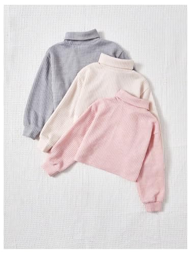 SOLY HUX Toddler Girl's 3 Piece T Shirt Turtleneck Drop Shoulder Long Sleeve Casual Tee Tops2