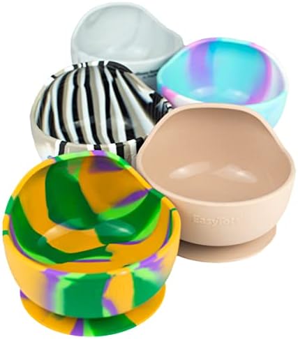 EasyTots Baby Silicone Strong Suction Bowl & Cutlery Baby Weaning Set | BPA Free & LFGB Food-Grade Certified | Perfect Baby Bowls for Baby-Led Weaning - Zebra