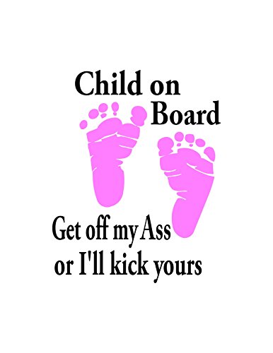 Child on Board/Can Read Baby and Feet Color of Pink or Blue/Text Is White