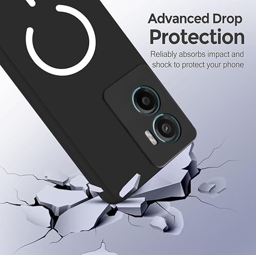 Image of SBMS Silicone Back Cover Case for Motorola G05 | Soft Micro-Fibre Lining Inside | Magsafe Print On Back Side Camera Protection Bump | Shockproof Case for Moto G05 (Magsafe Print Big Black)