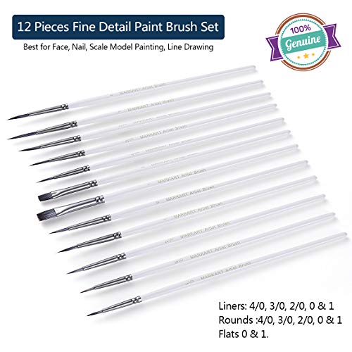 MARKART 12 Pieces Fine Detail Paint Brush Miniature Painting Brushes Kit Mini Paints Brush Set for Acrylic, Watercolor, Oil,  Art, Face, Nail, Scale, Model Line Drawing, Paint by Numbers - Thumbnail 6