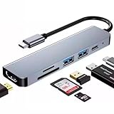 CASEPRO Hub Adaptador USB Dockstation 6 em 1 HDMI 4K, Leitor de Cartão SD, Micro SD, TF, USB 2.0, USB C para MacBook Pro/Air M1 M2 M3, iPad Pro, Thunderbolt, MHL, DeX