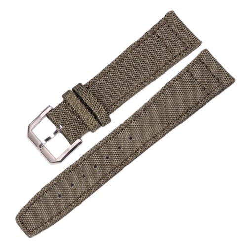 Correa de reloj de cuero genuino de nailon 21 mm elegante