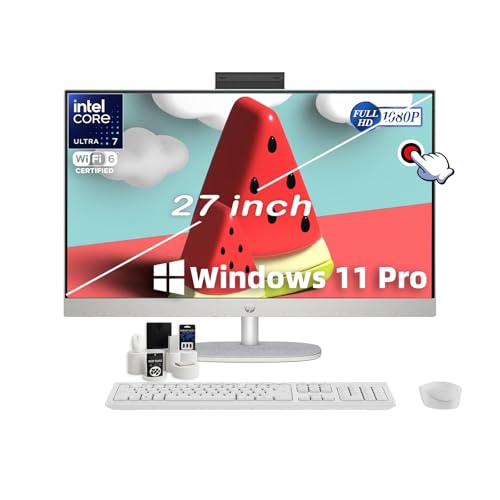 Image of HP All-in-One Desktop Computer • 27 inch FHD Touchscreen • Intel 12-Core Ultra 7 155U • True Vision Camera • Wi-Fi 6 • Win 11 Pro • 64 GB DDR5 • 2TB SSD