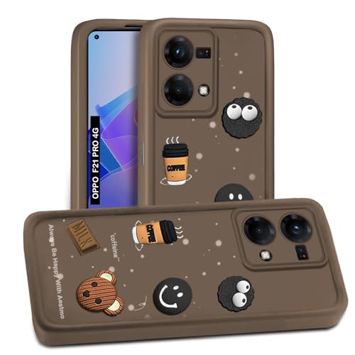 Image of AESTMO Back Case Cover for Oppo F21 Pro 4G Cover | Cute Fun Cartoon 3D Ball | Coffee Silicone Case | Full Body Protection | Camera Protection Back Cover for Oppo F21 Pro 4G (Brown)