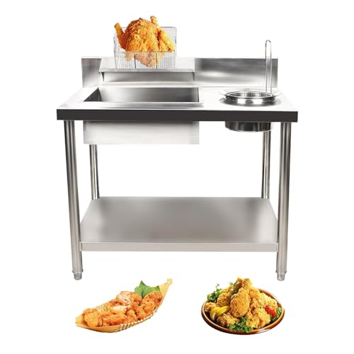 Breading Table Chicken Chop Breading Station - Stainless Steel Design With Large Capacity Breading Table for Milk Tea Shops & Fried Chicken Vendors