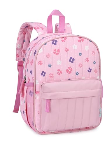 VASCHY Mochila infantil leve, acolchoada, com blocos de cores, mochila escolar para jardim de infância, meninos e meninas, Pink Blossom-S, Mini(Not fit Folder)-12'' H, Mochilas Daypack