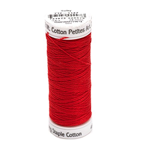 Hilo de algodón Sulky 12wt 2-Ply 50 yd rojo navideño miniatura 1