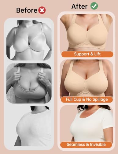 Image of Vertvie Jelly Bras for Women No Underwire Minimizer Support | Plus Size Older Lift, Full Coverage & Smoothing Back, Push Up, Separation & Supportive, Soft Comfy Seamless Wireless Bralette
